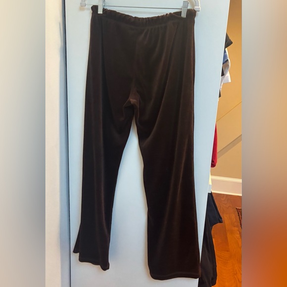 Macy's Brown Velour Track Pants with Elastic Waistband - Picture 2 of 3